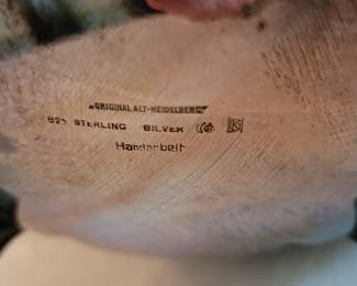 Alt-Heidelberg .925 Sterling Silver handanbeit:  Coffee Pot 10 1/2", Tea Pot 9 1/2, Creamer 5 1/4", Covered Sugar 5 1/2", Cache Pot 2 1/2".  See weights under Description. "Old Heidelberg Rose" pattern