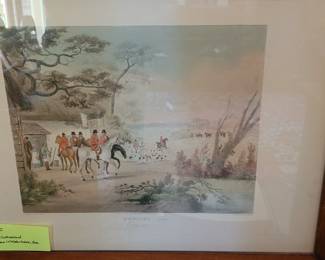 #141 Hunting Plate I "Going Out", Aquatint engraving, engraved by I. Sutherland, Painted by Dean Wolstenholme Sr. 