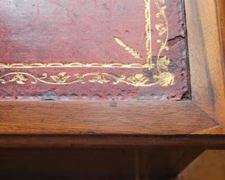 Leather and wood detail of antique steps with space for a chamber pot 