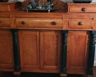 Tiger Maple Empire style sideboard, purchased with tiger maple banquet table and chairs