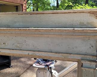 Close-up of antique wooden fireplace mantle