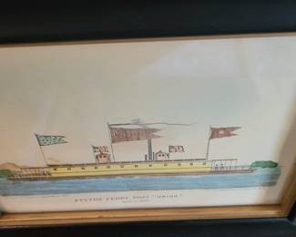 #147 Fulton Ferry Boat "Union", built in 1836, lithoprint by George Hayward, in the NY Public Library Collection