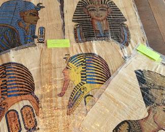 Egyptian paintings on papyrus, purchased by the homeowners in Egypt at the Pyramids in the 1970's
