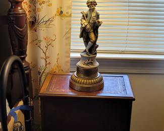 antique bedsteps used as a nightstand