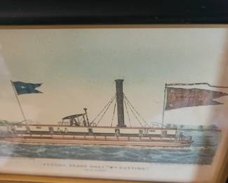 #146 Fulton Ferry Boat "Wm. Cutting, built in 1827, lithoprint by George Hayward, in the NY Public Library Collection