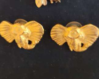 #80 elephant earrings, #81 bumble bee pin