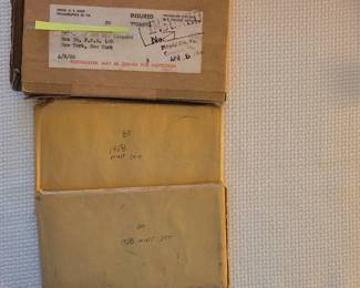 Original box and 2 envelopes of 4 1958 Mint Sets purchased in 1960