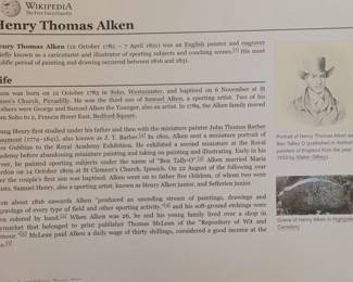 biography of Henry Thomas Alken, well-known British painter and engraver