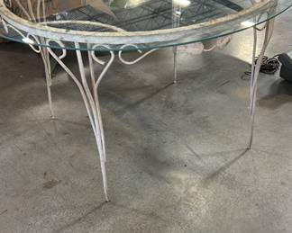 Vintage wrought iron glass table with Round Top