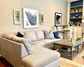 Sectional and Transitional Tiered Coffee Table
