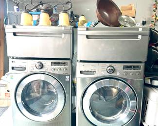 LG Front Loading Washer & Dryer with Pedestal Drawers (Movers already disconnected for you)