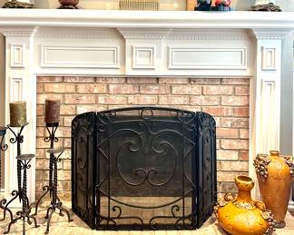 Fireplace Screen and Floor Candle Holders