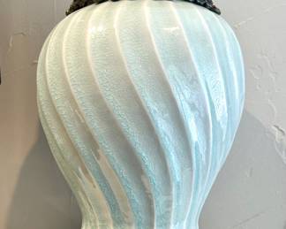 Pair Celadon & Bronze Urns