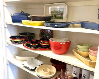 Nice Selection of Le Creuset Enameled Iron and Stoneware, Black & White Enamelware
