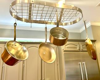 French Copper Pans Including Williams Sonoma Copper Polenta Pan