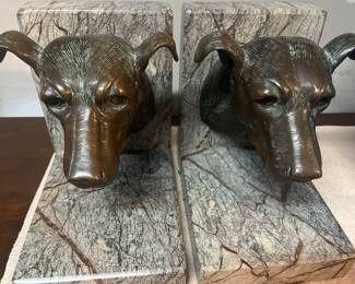 Bronze Dog bookends. Turn into lamps? 