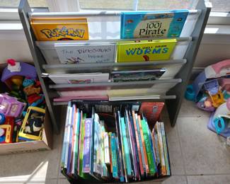Lots of kids books including Pokemon