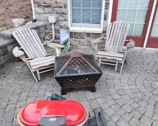 Bonfire Pit Camping Grill Adirondack Chairs