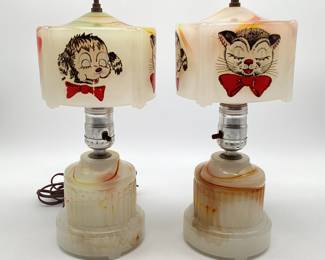 Art Deco Cat & Dog Lamps