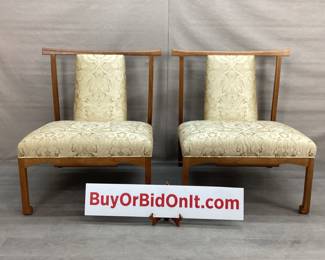 James Mont Armless Lounge Chairs w/Fortuny Silk
