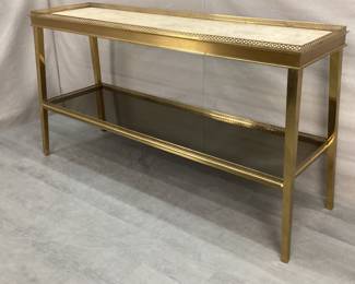 Solid Brass Console Table w/Mirrored Insert