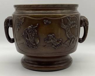 Bronze Warrior Scene Planter