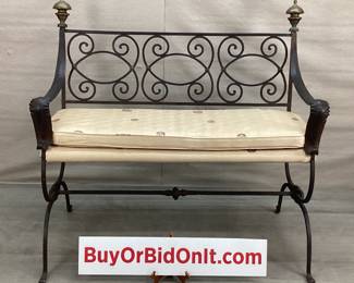 Iron Bench w/Brass Finials