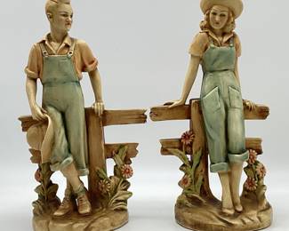 1942 J.W. Lidner  Chalkware Bookends