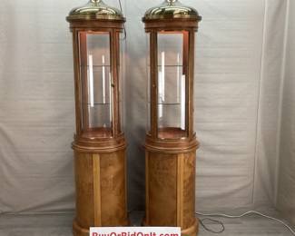 Vintage Round Lighted Glass Curios