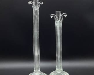Blown Glass Tulip Top Candlesticks