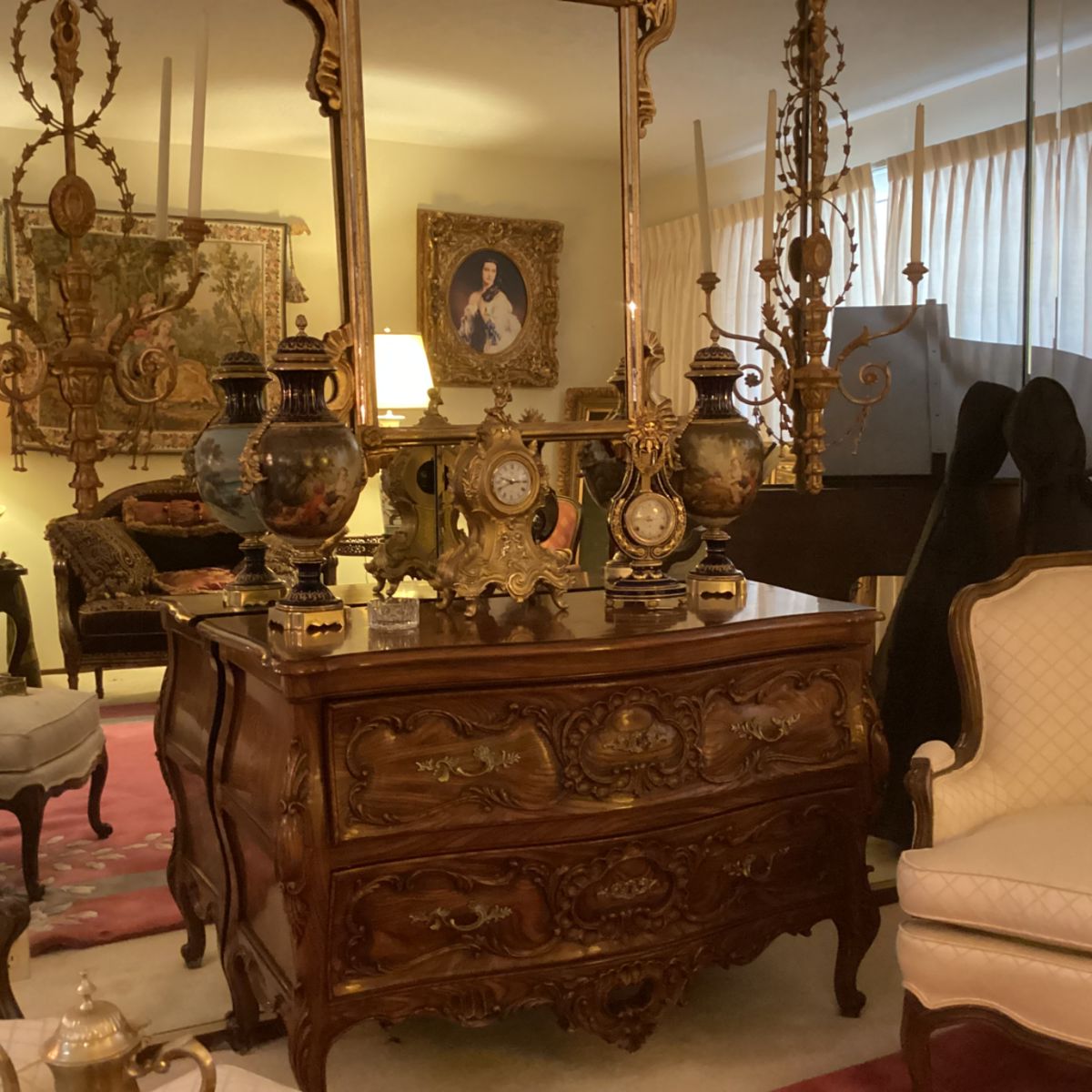 karges walnut bombe chest