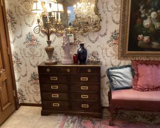 Baker campaign chest and cloisonné vases