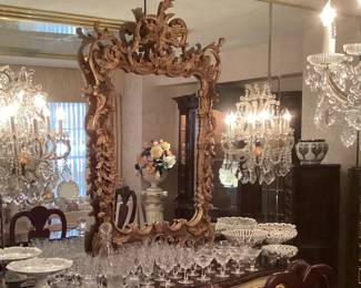 LaBarge large chippendale mirror with pickled gilt finish