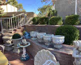 Victorian cast iron bird bath, fountains, statuary 