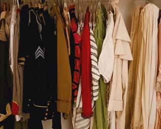 Closet full of reenactment clothing and uniforms