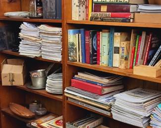 Lots of research materials, magazines, books etc...