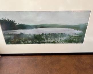 $300 Kimberly Clark oil on panel "Recollection of  Flying Pond 3".  Framed 11.5" x 21.25".  Available for Pre-sell which opens Wednesday April 18th at 9 am.