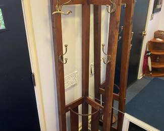 $100. Teak coat, hat and umbrella stand.  25"w x 18"d x 75"h.   Available for pre-sale which opens at 9 am Wednesday, April 18th.