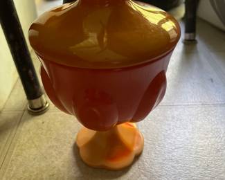 Milk glass covered candy dish