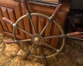 Old boat Steering Wheel made in Edinberg. 