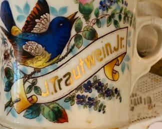 19th century Limoges France hand painted shaving mug