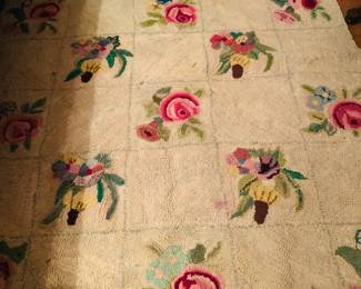 Large 19th c hooked rig with vivid colors and design. 