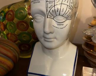 Phrenology by L N Fowler Ceramic bust /  head