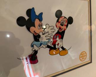 Mickey's in love!  Minnie loves Mickey Serigraph Cel with COA