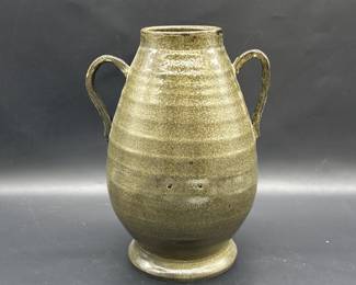 Brown Speckled Pottery Handled Amphora Vase