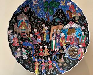 F126 - $350. Measures 19" round. Saim Kolhan signed wall Plate. 