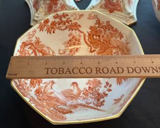 F3 - $2200. 89 Pieces Royal Crown Derby "Red Aves".  Service for 16 + Serving Pieces. 