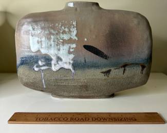 F65 - $75. John Shedd - art pottery Flat Vase. Very good vintage condition!