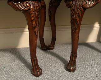 F50 - $225. Pair of Nightstands with burled wood veneer tops. In very good vintage condition. All drawers slide easily. 