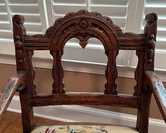 F18 - $125. Single Antique Side Chair. Federal Oak - Jamestown NY "Jamestown Lounge Co"